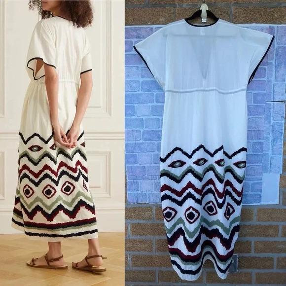 ERES Cigale Drawstring Embroidered Midi Dress s/m - Picture 3 of 16